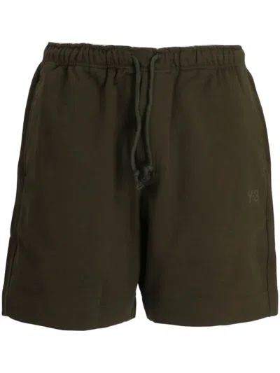 Y-3 Logo-print Jersey Shorts In Green
