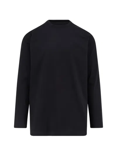 Y-3 Long Sleeve Graphic Print Crew Neck T-shirt In Blue