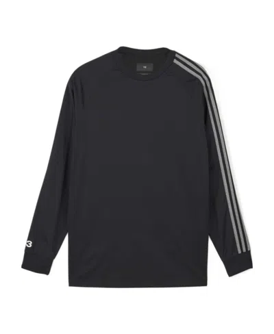 Y-3 Logo-print Long-sleeved T-shirt In Black