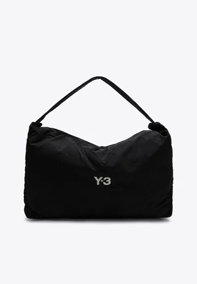 Y-3 Logo Print Nylon Messenger Bag In Black