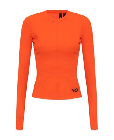 Y-3 Logo-print Organic Cotton T-shirt In Orange