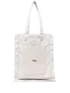 Y-3 Adidas Y 3 Black Leather And Canvas Tote Bag With Logo In Neutrals