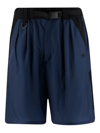 Y-3 Logo-print Shorts In 蓝色