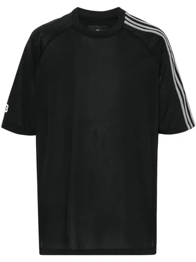 Y-3 3-stripes Cotton-blend Jersey T-shirt In Black