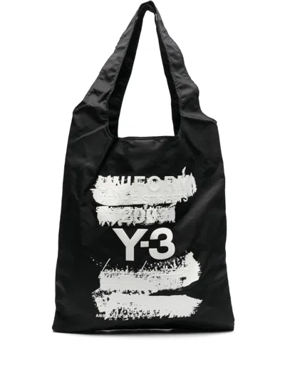 Y-3 Logo-print Tote Bag In 黑色