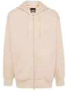 Y-3 Logo Printed Zipped Hoodie In Neutrals