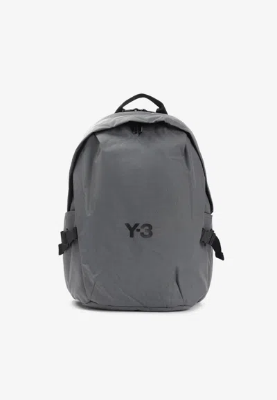 Y-3 Logo-printed Backpack In Gray