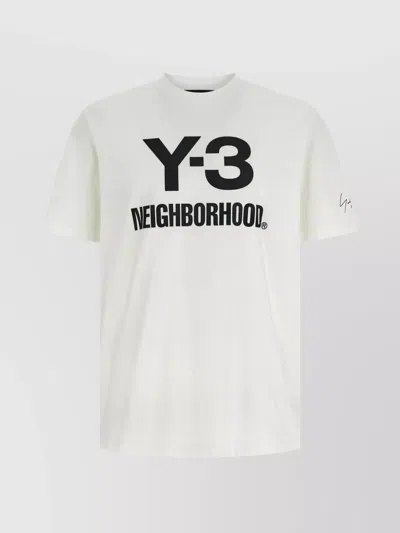 Y-3 LOGO PRINTED CREW NECK T-SHIRT