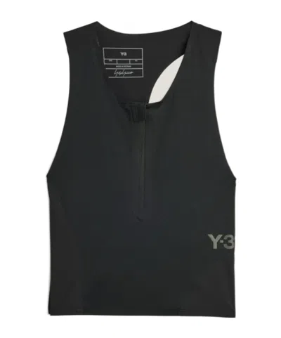 Y-3 Logo Printed Cropped Run Top In Black