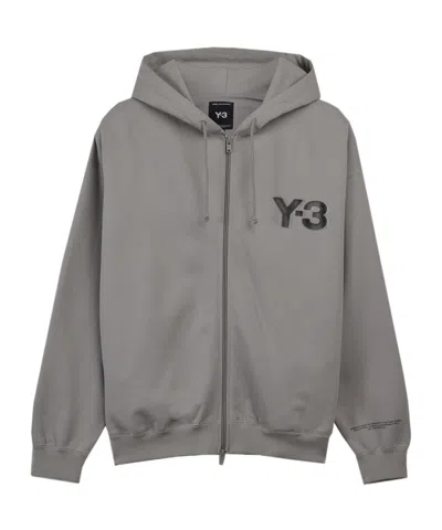 Y-3 Logo-printed Hooded Sweatshirt In Gray