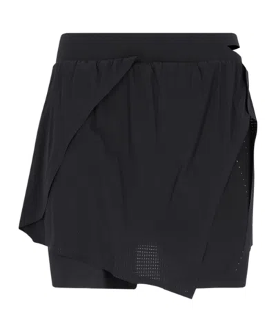 Y-3 Logo-printed Mesh Skort In Black
