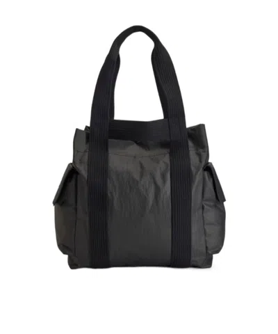 Y-3 Logo Printed Pocket Detailed Tote Bag In Black