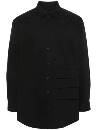 Y-3 Logo-rubberised Cotton Shirt In Black