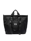 Y-3 Spacious Tote Bag With Leather Straps And Embossed Logo In Black