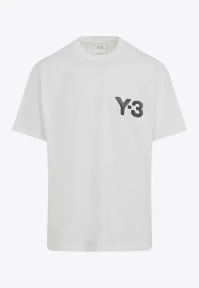 Y-3 Crew Neck Short Sleeves With Contrasting Logo On The Front. In White
