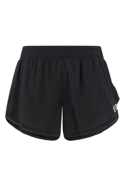 Y-3 Black Logo Shorts In Blue