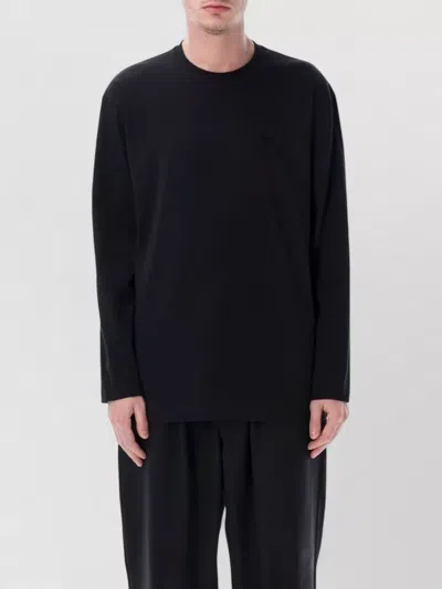 Y-3 Long Sleeve Crew Neck Straight Cut T-shirt In Black