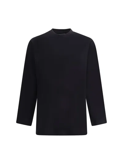 Y-3 Long Sleeve Jersey Whit Maxi Print In Black
