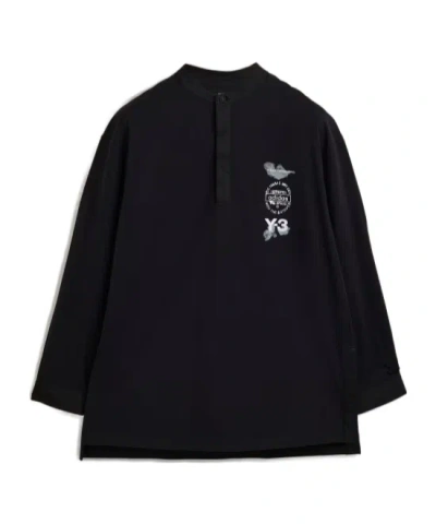 Y-3 Long Sleeve Polo Shirt In Black