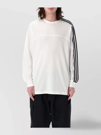 Y-3 Long Sleeve Striped Crew Neck T-shirt In White