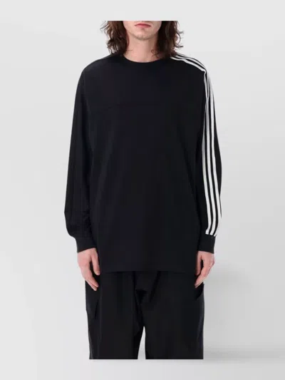 Y-3 Long Sleeve Striped Crew Neck T-shirt In Black