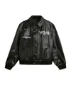 Y-3 Long-sleeved Leather Jacket In Black