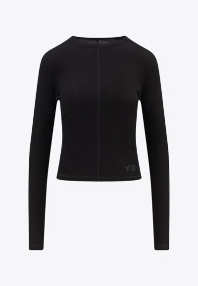 Y-3 Long-sleeved Logo T-shirt In Black