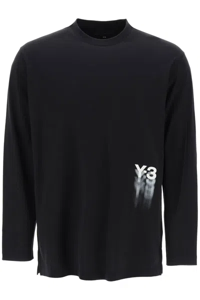 Y-3 Y 3 Long Sleeved T Shirt With Logo Print In Black