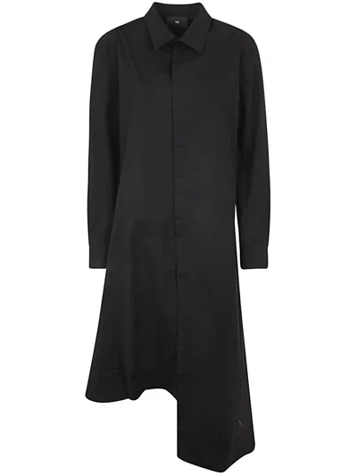 Y-3 Long Sleeves Polo Neck Midi Dress In Black