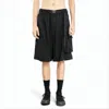 Y-3 Black Bermuda Shorts With Adjustable Belt And Practical Pockets In Black