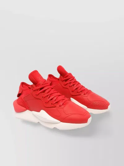 Y-3 Low Top Leather Sneakers With Chunky Sole In Red