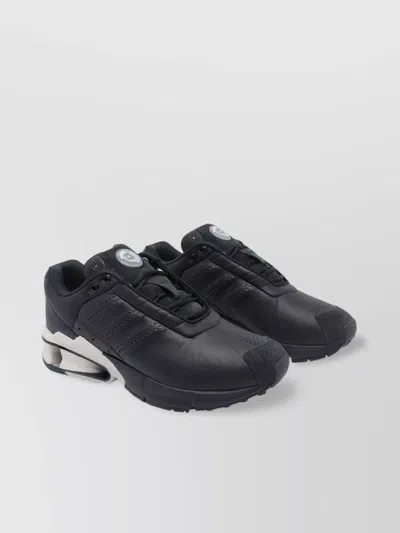 Y-3 Low Top Leather Sneakers With Perforated Upper In Black