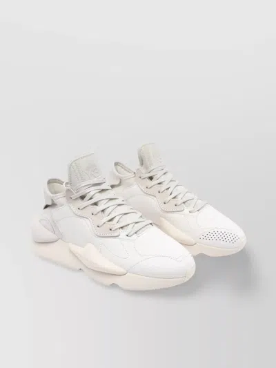Y-3 Low Top Leather Sneakers With Pull Tab In White