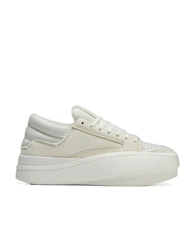 Y-3 Lux B-ball Leather Sneakers In White