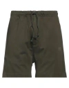 Y-3 Man Shorts & Bermuda Shorts Dark Green Size L Cotton, Recycled Polyester
