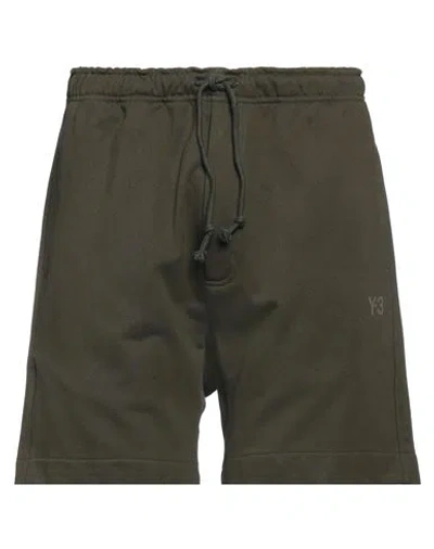 Y-3 Man Shorts & Bermuda Shorts Dark Green Size L Cotton, Recycled Polyester