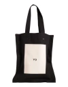 Y-3 Adidas Y 3 Black Leather And Canvas Tote Bag With Logo In Black