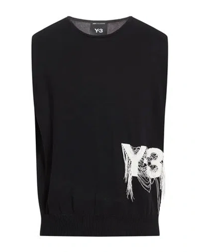 Y-3 Man Sweater Black Size L Organic Cotton, Polyamide