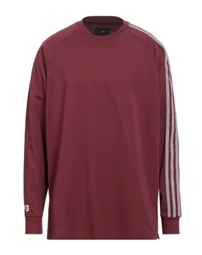 Y-3 Man T-shirt Burgundy Size L Cotton, Recycled Polyester In Brown