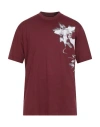 Y-3 Man T-shirt Burgundy Size S Cotton In Red