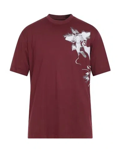 Y-3 Man T-shirt Burgundy Size S Cotton In Red