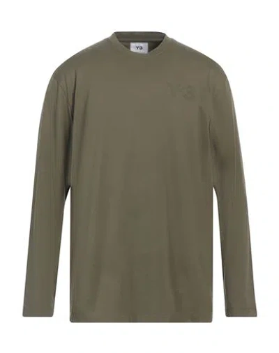 Y-3 Man T-shirt Military Green Size L Cotton, Elastane