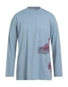 Y-3 Man T-shirt Slate Blue Size L Cotton, Elastane In Blue