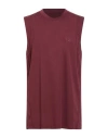 Y-3 Man Tank Top Burgundy Size L Cotton, Recycled Polyester In Red