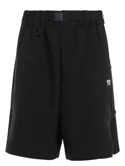 Y-3 MEN'S BELTED WAIST SPORT UNIFORM SHORTS