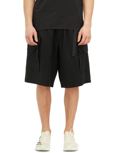Y-3 Men's Black Cargo Shorts With Integrated Belt