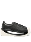Y-3 MEN'S BLACK LEATHER SNEAKERS WITH CONTRASTING TOECAP AND LOGO DETAIL