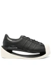 Shop Y-3 Men's Black Leather Sneakers With Contrasting Toecap And Logo Detail