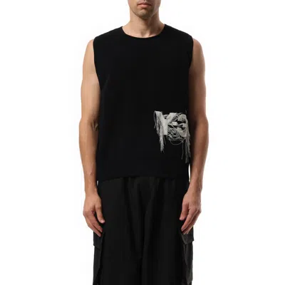 Y-3 Men's Frayed Logo Knit Vest In Black