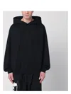 Y-3 Black Cotton And Recycled Polyester Hoodie With White Raglan Stripes In Black